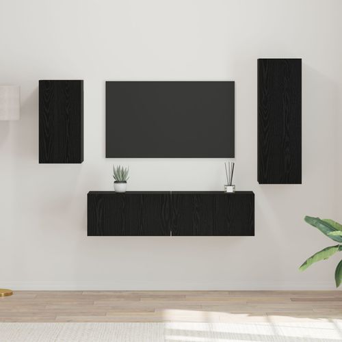 Vidaxl Ensemble De Meuble Tv 4 Pcs Chêne Noir 30,5 X 30 X 90 Cm