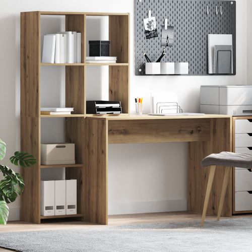 Vidaxl Bureau Chêne Artisanal 138.5 X 55 X 143 Cm Bois D'ingénierie