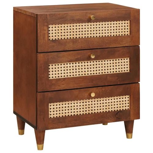 Vidaxl Tables De Chevet Marron Rotin Et Bois De Mangue Massif