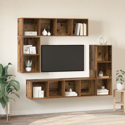 Vidaxl Ensemble Meuble Tv 4 Pcs Vieux Bois Bois D'ingénierie