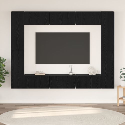 Vidaxl Ensemble Meuble Tv 10 Pcs Chêne Noir Moyen 30,5 X 30 X 90 Cm