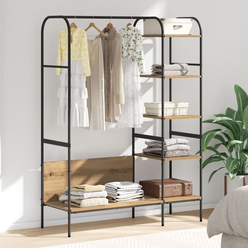 Vidaxl Porte-Vêtements Avec Étagères Chêne 120x44x160 Cm Bois D'ingénierie