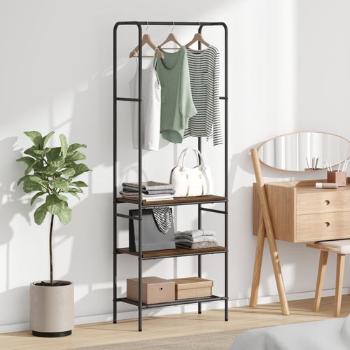 Vidaxl Portant À Vêtements Avec Étagères Chêne Fumé 60 X 30 X 171 Cm