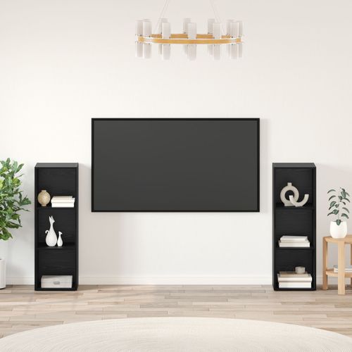Vidaxl Ensemble Meuble Tv 2 Pcs Chêne Noir 107 X 35 X 37 Cm