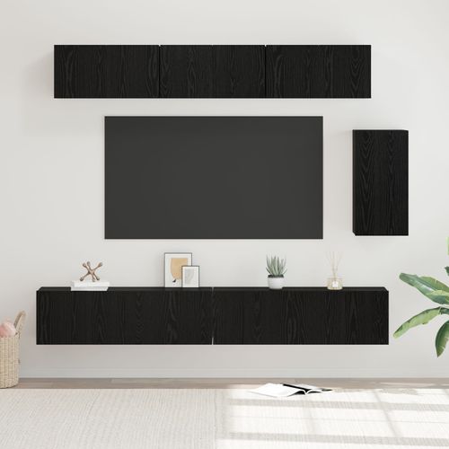 Vidaxl Ensemble Meuble Tv 6 Pcs Chêne Noir 100 X 30 X 30 Cm