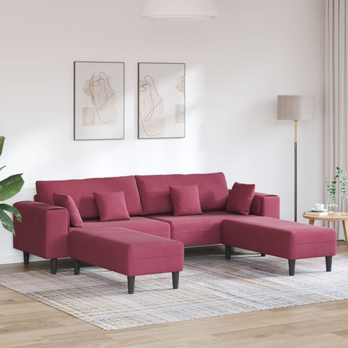 Vidaxl Canapé En Velours Avec Coussin Avec Oreiller 3 Pcs Bordeaux 208 Cm Velours