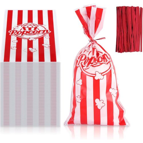 Sachet Pop Corn, 150 Sac Pop Corn, OPP Boite Pop Corn, 27 x 12,5cm Boite a Pop Corn pour le Cinéma, les Fêtes D'anniversaire, les Réunions