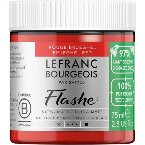 Flashe Bio Based Peinture Acrylique Pot De 75ml Rouge Brueghel Série 2