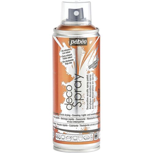 Peinture Acrylique en Spray - Pour la Décoration Multi Supports en Intérieur et Extérieur - Base Eau, Faible Odeur - 200 ml - Finition Nacré - Coloris Cuivre Nacré, 2.5 l (Lot de 1)