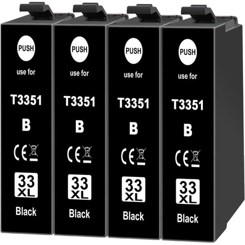 4X 33XL Noir Cartouche d'encre Compatibles avec Epson 33XL BK 33 XL pour Epson Expression Premium XP-530 XP-540 XP-7100 XP-900 XP-630 XP-635 XP-640 XP-645 XP-830