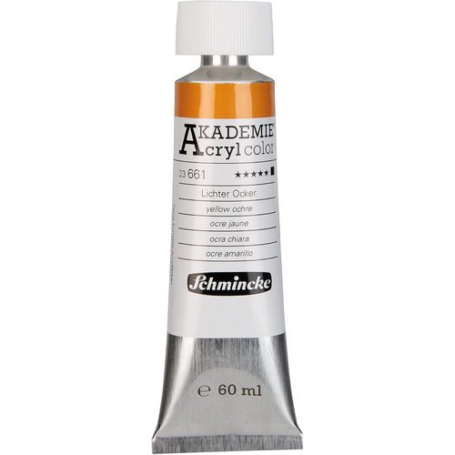 Acryl Color, Ocre Jaune En Tube De 60 Ml, 23661011, Peinture Acrylique Pour Artistes, Brillante, Très Résistante À La Lumière Et Sans Cadmium, Pour La Peinture Acrylique, Techniques Mixtes