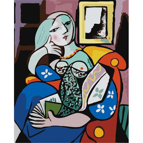 Kit De Peinture À L'huile Par Numéros Femme Lisant Un Livre Pour Adultes Et Débutants - 40,6 X 50,8 Cm (Femme, Sans Cadre) 