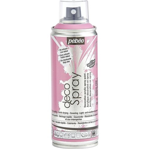 Peinture Acrylique en Spray - Pour la Décoration Multi Supports en Intérieur et Extérieur - Base Eau, Faible Odeur - 200 ml - Finition Mate - Coloris Rose Bengale