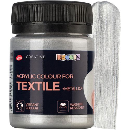 Peinture Textile Argent Métallique 50ml | Teinture à Haute Teneur en Pigments | Fabriqué par Nevskaya Palitra