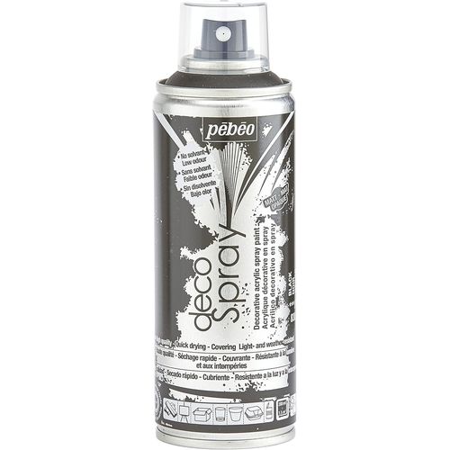 Peinture Acrylique en Spray - Pour la Décoration Multi Supports en Intérieur et Extérieur - Base Eau, Faible Odeur - 200 ml - Finition Mate - Coloris Noir