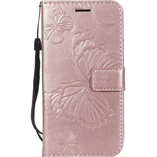 Kal-Coque Pour Galaxy A5 2016, Papillon Imprimé Pu En Cuir Coque Magnétique Portefeuille Tpu Étui Housse Pour Samsung Galaxy A5 2016 - Or Rose