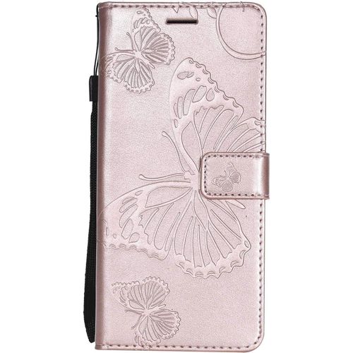 Kal-Coque Pour Galaxy Note 9, Papillon Imprimé Pu En Cuir Coque Magnétique Portefeuille Tpu Étui Housse Pour Samsung Galaxy Note 9 - Or Rose