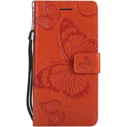 Kal-Coque Pour Galaxy A3 2016, Papillon Imprimé Pu En Cuir Coque Magnétique Portefeuille Tpu Étui Housse Pour Samsung Galaxy A3 2016 - Orange