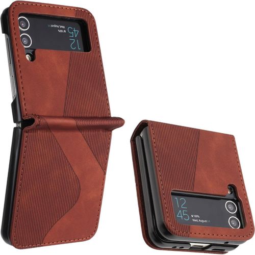 Kal-Coque En Cuir Pour Samsung Galaxy Z Flip 3 - Housse Magnétique Avec Étui À Rabat (Marron)