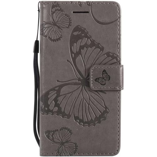 Kal-Coque Pour Galaxy A3 2016, Papillon Imprimé Pu En Cuir Coque Magnétique Portefeuille Tpu Étui Housse Pour Samsung Galaxy A3 2016 - Gris