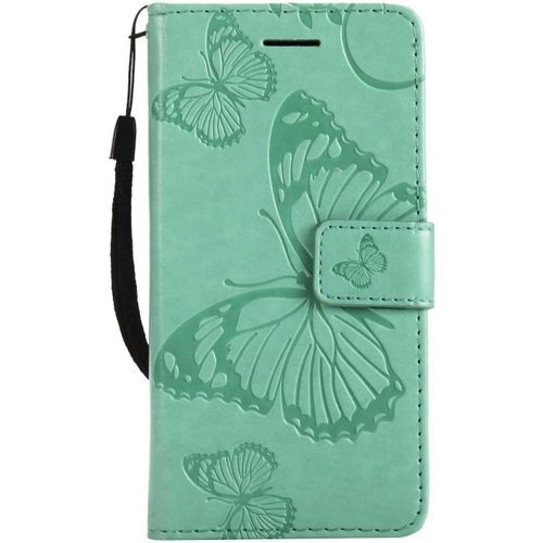Kal-Coque Pour Galaxy A3 2017, Papillon Imprimé Pu En Cuir Coque Magnétique Portefeuille Tpu Étui Housse Pour Samsung Galaxy A3 2017 - Vert