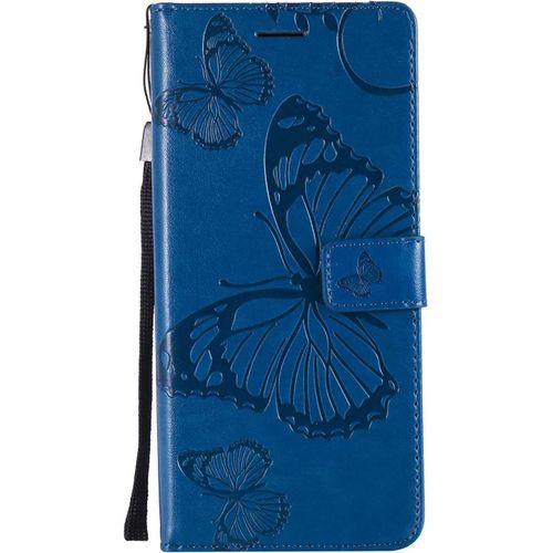 Kal-Coque Pour Galaxy Note 9, Papillon Imprimé Pu En Cuir Coque Magnétique Portefeuille Tpu Étui Housse Pour Samsung Galaxy Note 9 - Bleu