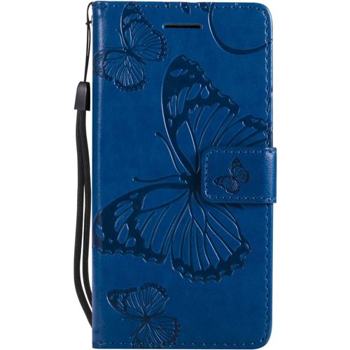 Kal-Coque Pour Galaxy A3 2016, Papillon Imprimé Pu En Cuir Coque Magnétique Portefeuille Tpu Étui Housse Pour Samsung Galaxy A3 2016 - Bleu