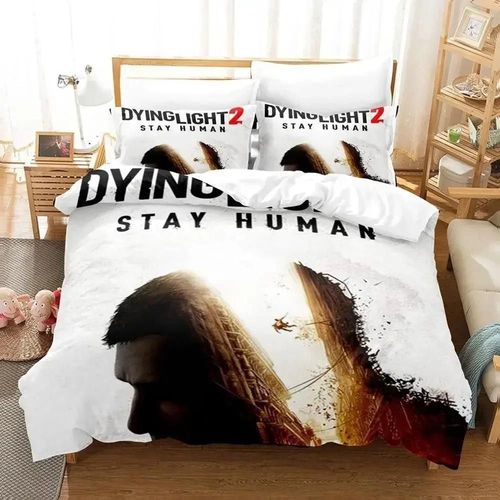 Parure De Lit Imprimee En 3d Avec Housse De Couette Et Taie D'oreiller Motif Dying Light 2 Stay Human