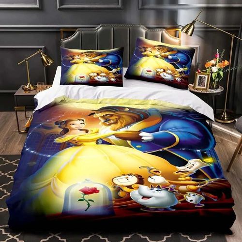 Parure De Lit La Belle Et La Bête, Motif Dessin Anime, Princesse, Housse De Couette, Taies D'oreiller, Imprime En 3d