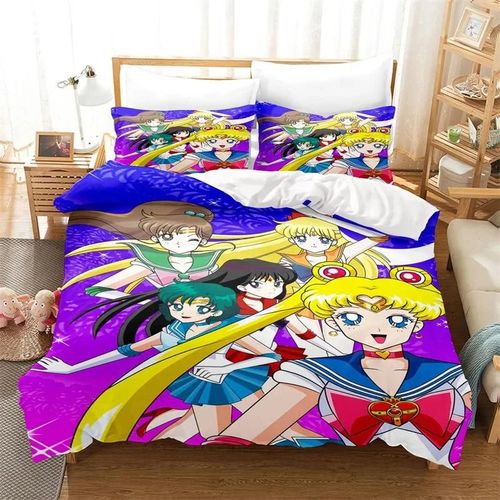 Ensembles De Literie De Dessin Anime S-Sailor Moon Ensemble De Fournitures De Lit Exquis Ensemble De Housse De Couette Ensemble De Couette Ensemble De Literie Cadeau D'anniversaire De Luxe