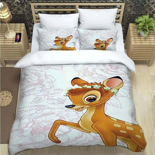 Ensemble De Housse De Couette Bambi, Ensemble De Literie À Imprime Dessin Anime, Cadeaux De Decoration De Chambre À Coucher Pour La Maison, Housse De Couette Et Taie D'oreiller Pour Enfants.