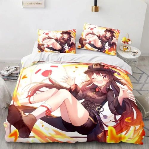 Parure De Lit Genshin Impact 3d Kamisato Ayaka Pour Filles Et Garcon S, Housse De Couette Pour Hommesimple, Double, Queen Size