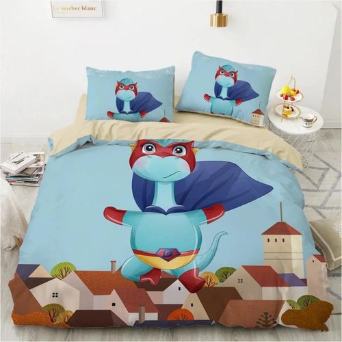 Parure De Lit 2/3 Pieces Avec Housse De Couette Et Taie D'oreiller, Motif Dinosaure, Jolie Decoration Pour Chambre D'enfant