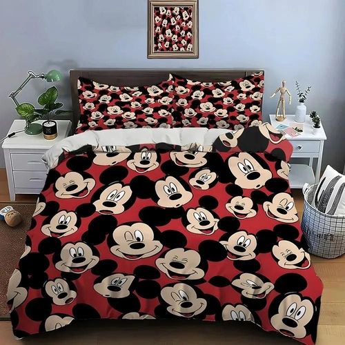 Housse De Couette Mickey Mouse En Microfibre, Cadeau D'anniversaire Pour Enfants Avec Fermeture Éclair, Decoration De Chambre Pour Adolescents Et Adultes