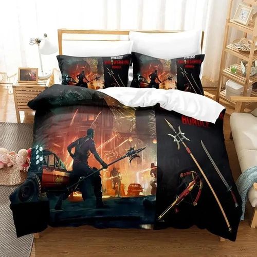Parure De Lit Imprimee En 3d Avec Housse De Couette Et Taie D'oreiller Motif Dying Light 2 Stay Human