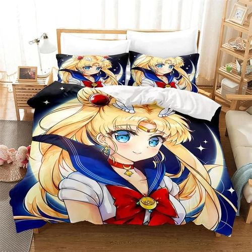 Ensembles De Literie De Dessin Anime S-Sailor Moon Ensemble De Fournitures De Lit Exquis Ensemble De Housse De Couette Ensemble De Couette Ensemble De Literie Cadeau D'anniversaire De Luxe