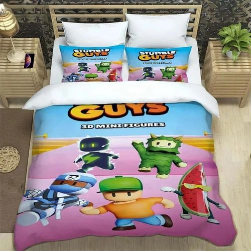 Parure De Lit Imprimee Hd Stumble-Guys Avec Taie D'oreiller Pour Garcon S Et Filles, Housse De Couette Pour Adultes, Cadeau De Luxe Pour Lit Double, Queen Et King Size