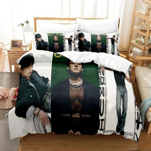 Parure De Lit Imprimee En 3d Avec Housse De Couette Et Taie D'oreiller Pour Lit Double, King Size Et Kpop Jeon Jung Kook