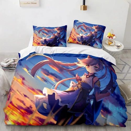 Parure De Lit Genshin Impact 3d Kamisato Ayaka Pour Filles Et Garcon S, Housse De Couette Pour Hommesimple, Double, Queen Size