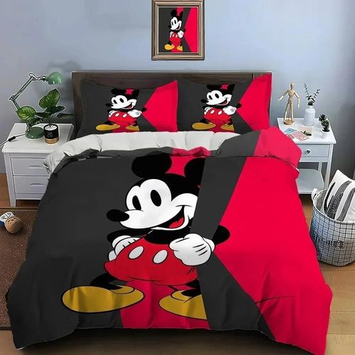 Housse De Couette Mickey Mouse En Microfibre, Cadeau D'anniversaire Pour Enfants Avec Fermeture Éclair, Decoration De Chambre Pour Adolescents Et Adultes