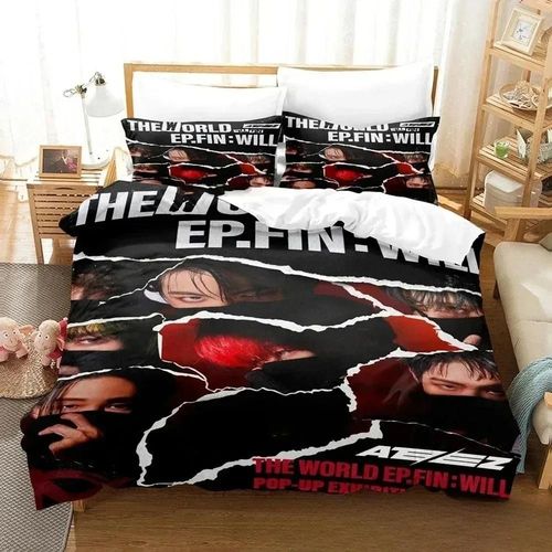 Parure De Lit Ateez Avec Housse De Couette Et Taie D'oreiller, Pour Lit King Size Et Queen Size, Pour Garcon S Et Adultes
