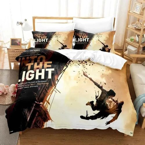 Parure De Lit Imprimee En 3d Avec Housse De Couette Et Taie D'oreiller Motif Dying Light 2 Stay Human