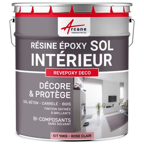 Peinture Sol - Résine Epoxy : Peinture pour Sol salon, cuisine, salle de bains - Effet Miroir - REVEPOXY DECO Rose Clair - RAL 3015 10 kg (jusqu'à 50 m² en 2 couches)