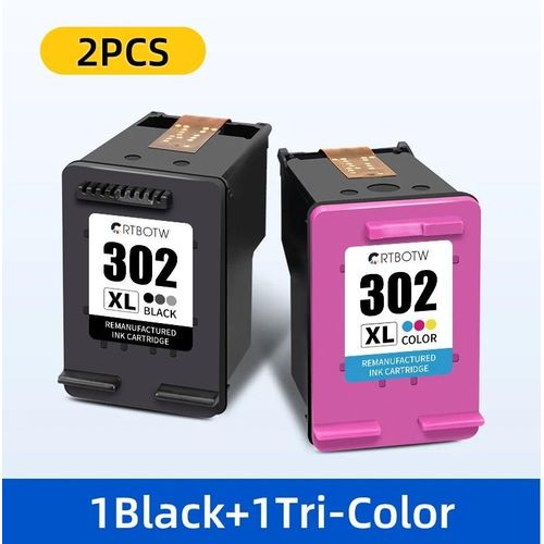 (2pcs ) CRTBOTW 302XL cartouche d'encre de remplacement pour HP 302XL 302 Deskjet 1110 2130 1112 3630 Officejet 3830 3831 3833 Compatible imprimante