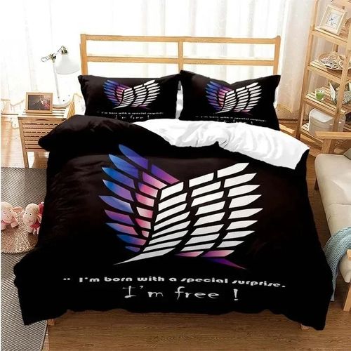 Housse De Couette Attack On Titan, Ensemble De Literie Dessin Anime Pour Adultes, Garcon S Et Filles, Decoration De Chambre, Cadeau Pour Enfants, Simple, Double, King Size