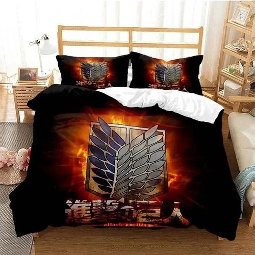 Housse De Couette Attack On Titan, Ensemble De Literie Dessin Anime Pour Adultes, Garcon S Et Filles, Decoration De Chambre, Cadeau Pour Enfants, Simple, Double, King Size