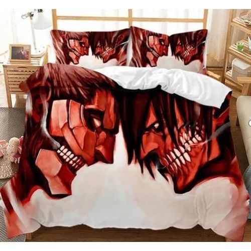 Housse De Couette Attack On Titan, Ensemble De Literie Dessin Anime Pour Adultes, Garcon S Et Filles, Decoration De Chambre, Cadeau Pour Enfants, Simple, Double, King Size