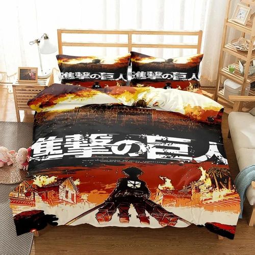 Housse De Couette Attack On Titan, Ensemble De Literie Dessin Anime Pour Adultes, Garcon S Et Filles, Decoration De Chambre, Cadeau Pour Enfants, Simple, Double, King Size