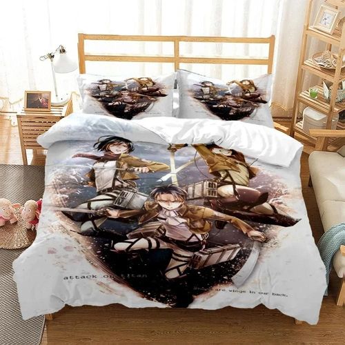 Housse De Couette Attack On Titan, Ensemble De Literie Dessin Anime Pour Adultes, Garcon S Et Filles, Decoration De Chambre, Cadeau Pour Enfants, Simple, Double, King Size