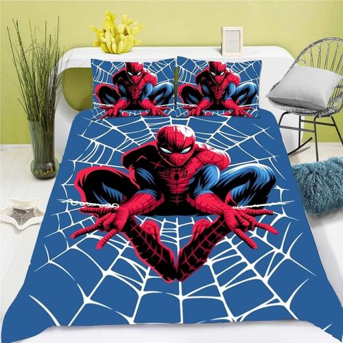 Housse De Couette Spider-Man Et Taie D'oreiller Marvel Hero Parure De Lit Pour Adulte Garcon Fille Decoration De Chambre Cadeau Simple Double Grande Taille